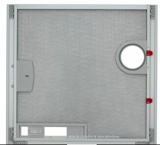 Bosch Rangehood Aluminium Filter DHL755BAU/01 Switch Side 380mm x 365mm