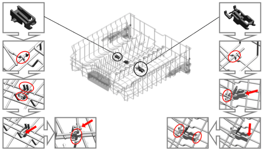 Bosch Simense Neff Dishwasher Upper Basket Rack Clips