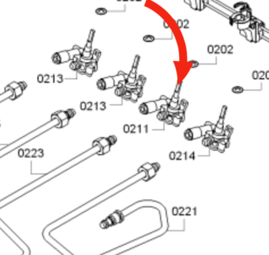 Bosch Cooktop Wok Burner Tap 0211, Gas