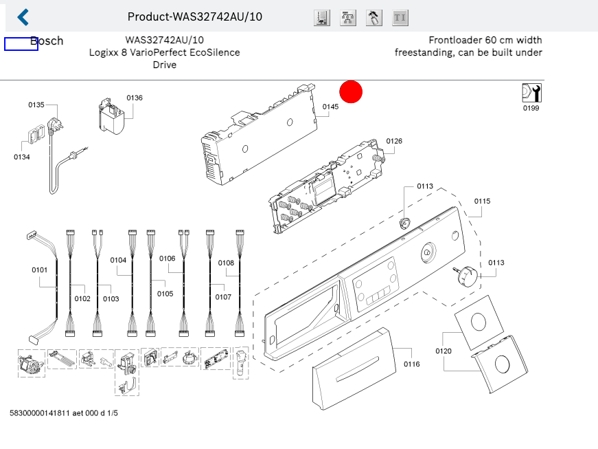 Bosch Washing Machine Controller Board – ID 0145 (Diagram Reference)