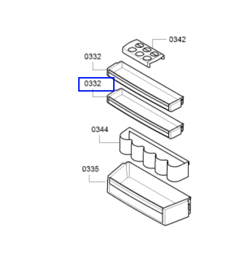 Bosch Fridge Door Top Or Middle Shelf 471mm X 105mm