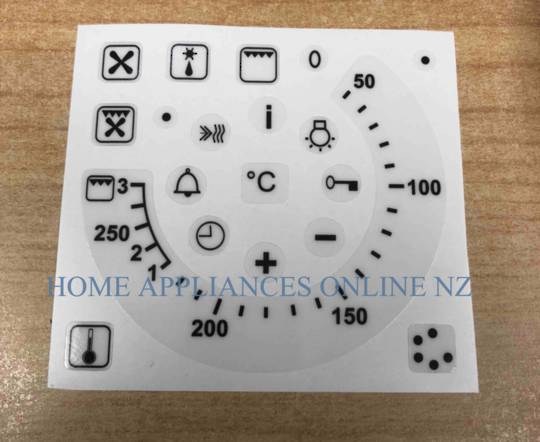 Oven Control Panel Decal Sticker 250c with grill at the end
