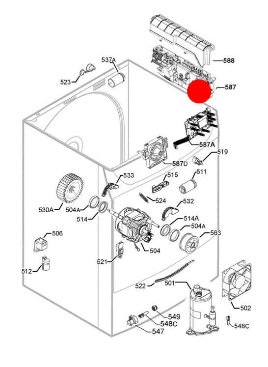 Electrolux AEG Zanssi Heat Pump Dryer Board Pcb a Main 587
