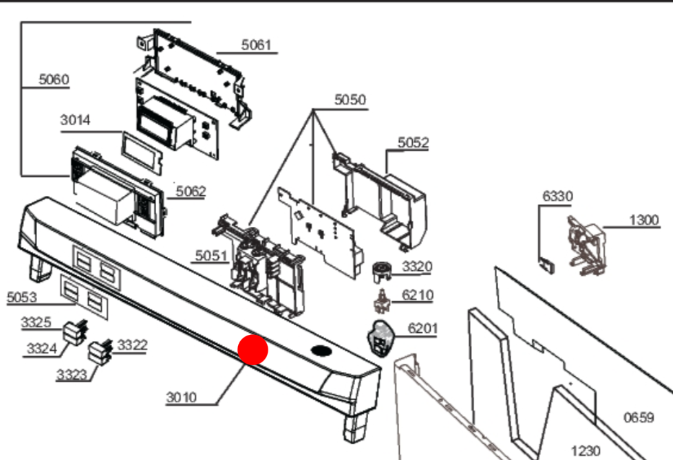 Beko Dishwasher Only The Control Panel DSFN6835X Without Pcb Knob