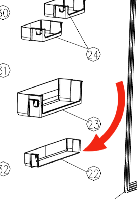 Robinhood Eurotech Fridge Door 1ST Shelf From