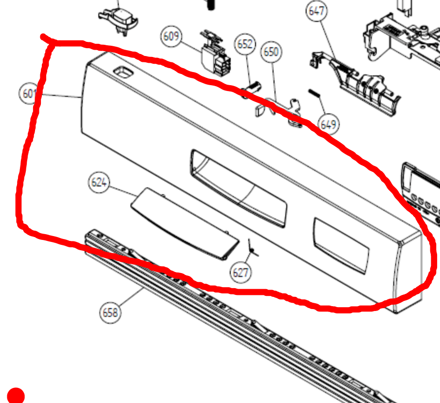 Asko Dishwasher Control Panel 266795 D3351AU D3351CE D3351 D 3351 8079438-81 Titanium DW20.2