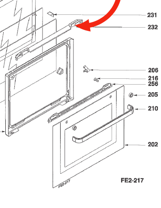 Asko Oven Door Upper Inner Trim Op