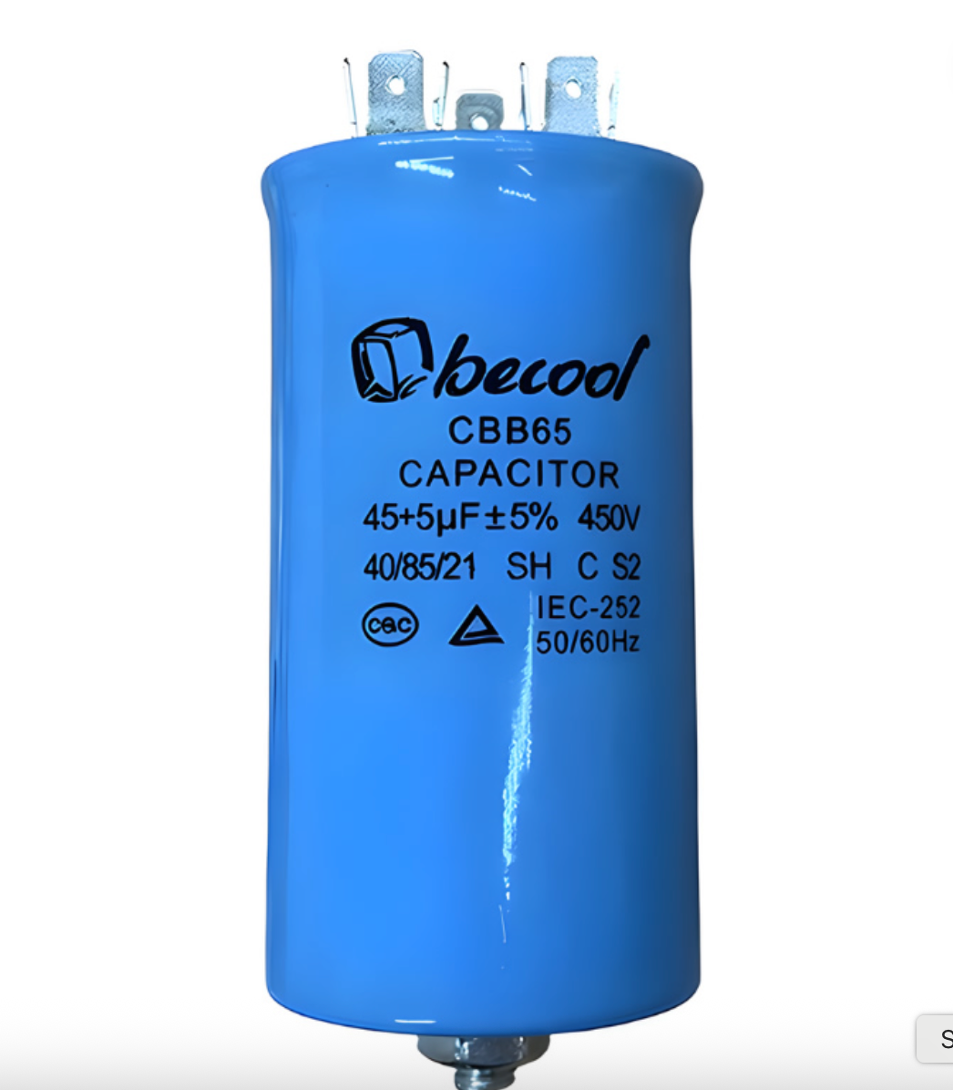 Capacitor 5Uf + 45Uf Start Run Aircon and Spa Pool Total H 125mm X 50mm cbb65 40/85/21