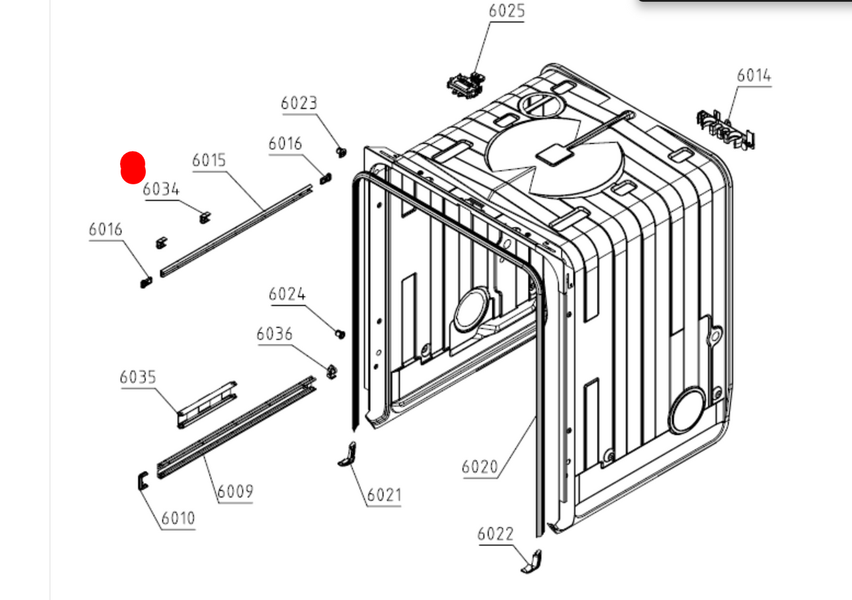 Asko Dishwasher Slide Bearing for Top Basket DBI653IB.S.AU