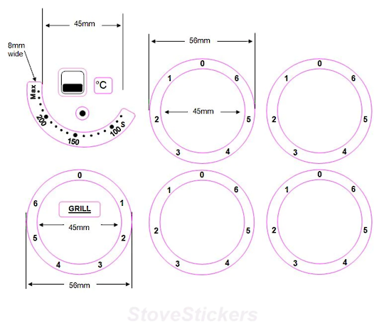 Oven Control Panel Decal Sticker Symbols Label