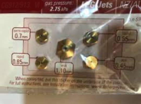 Fisher Paykel Cooktop CG913TM, CG912TM, CG905DWAC Lpg Nozzle Gas Jet Set