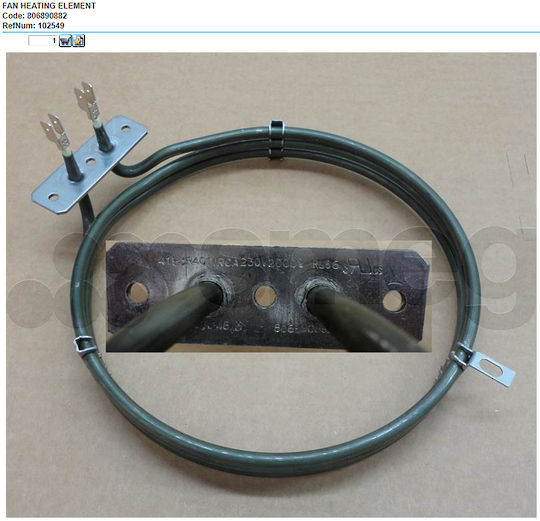 Smeg Oven Fan Forced Element 2000W Triple Loop GENUINE SMEG 806890882 806891082