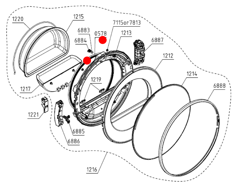 Asko Dyer Door Seal 594874 TD75.B180 T208V.W.U