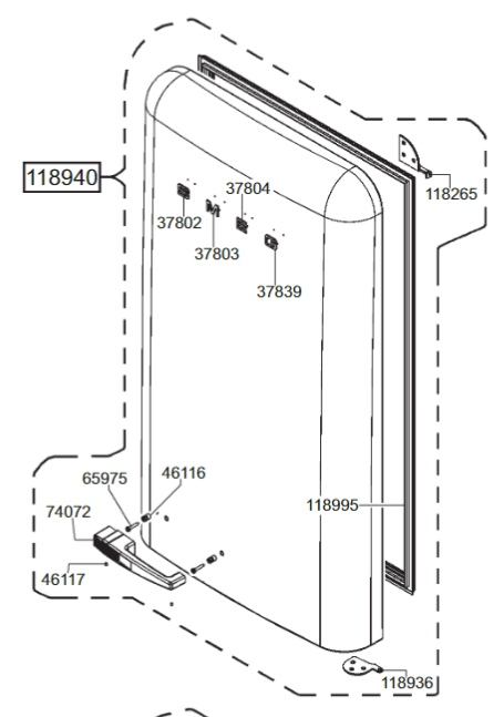 Smeg Fridge Fridge Door Assy including Door Gasket and Handle FAB32RCR3 FAB32RCR3UK