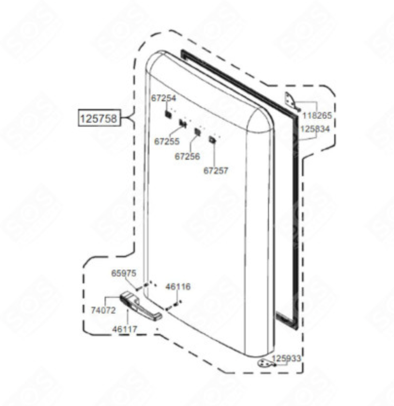 Smeg Fridge Fridge Door Assy including Door Gasket and Handle FAB38RBL5 FAB38RBL5AU FAB38RBL5CN FAB38RBL6 FAB38RBLAU FAB38URBL