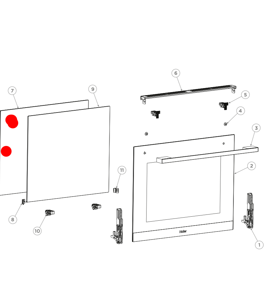 Haier Oven Inner Door Glass HWO60S8EPB2 HWO60S7MX4 HWO60S7MB4 HWO60S8EPX2