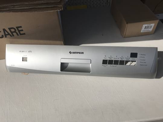Simpson Westinghouse Dishwasher Control Panel 52C870SK, Silver