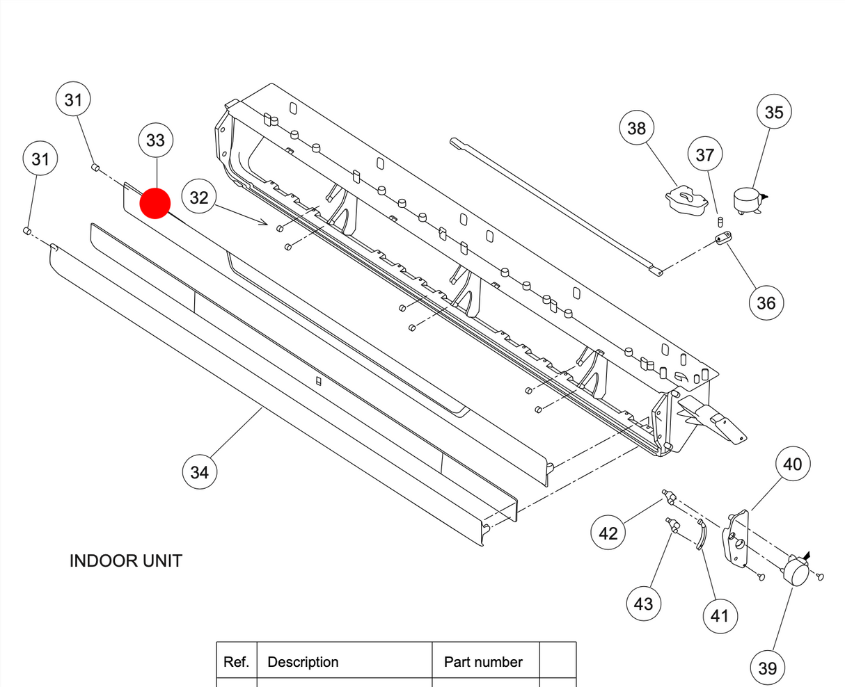 Fujitsu Air-Condition and Heat Pump Upper Van Louver Blade ABTG18LVTA, ABTG24LVTC (Copy)