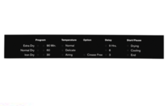 Electrolux Dryer Decal Reverse EDV6051, WDV5051