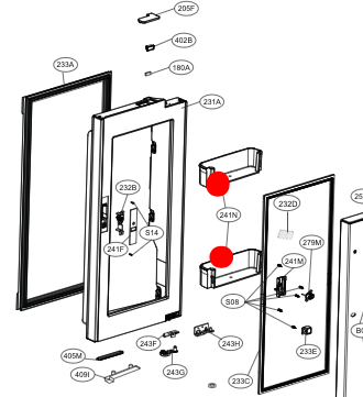 LG Fridge Door Bottle Shelf RIGHT Side Mid Or Top GF-AD701BSL GF-AD701SL GF-AD910SL GF-SD730SL