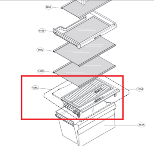 LG Fridge Vegetable Bin Cover Assy GT-332MPL