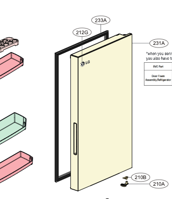 LG Fridge Door without Shelf and Seal GB-B300PL (GN-B389FLDM.APYRGAP)