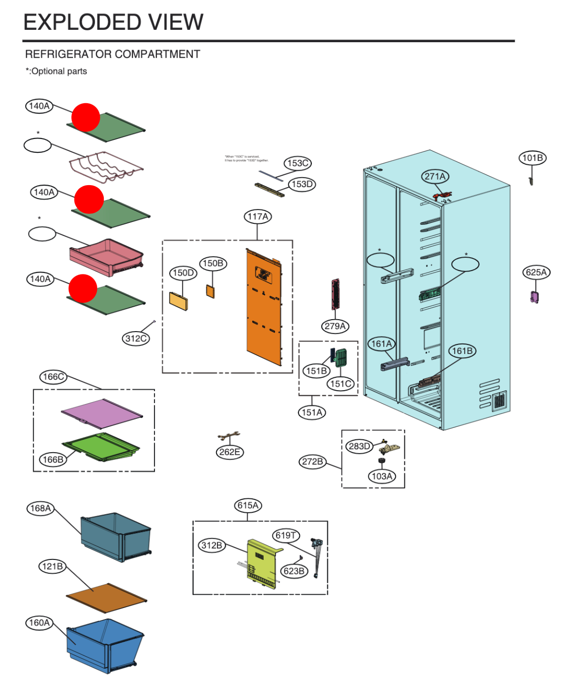 LG Fridge Side Shelf Top Or Middle 140A