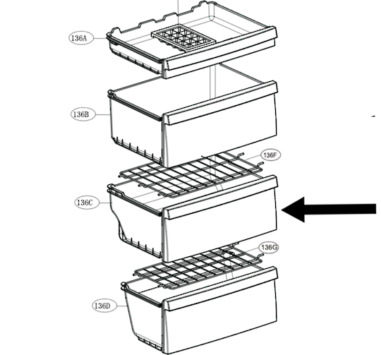 LG Freezer First 2ND Lower Draw GB-310RPL