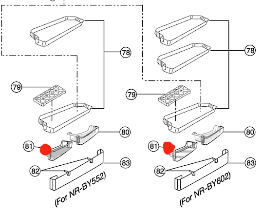 Panasonic Fridge Half Shelf Left Side NR-BY552XSAU