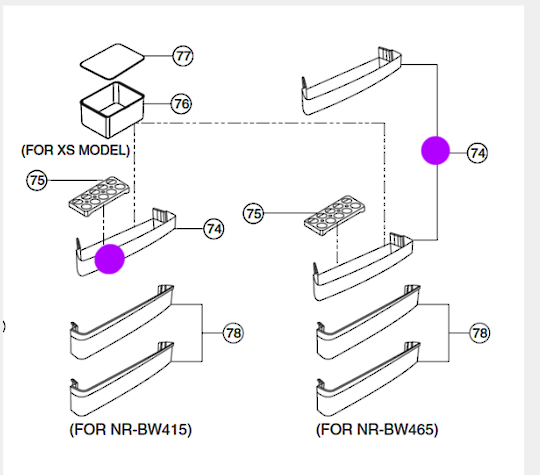 Panasonic Fridge Top Shelf NR-BW465,NR-BW415, NRBW415, NRBW465, *4391