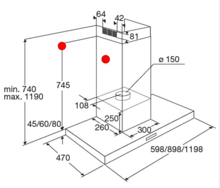 Smeg Asko Rangehood Upper Chimney 644535 133.0487.167