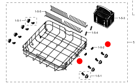 Samsung Lowert Basket Clip Rack Right Side Rear DW60M6045FW DW60M6045FW/SA