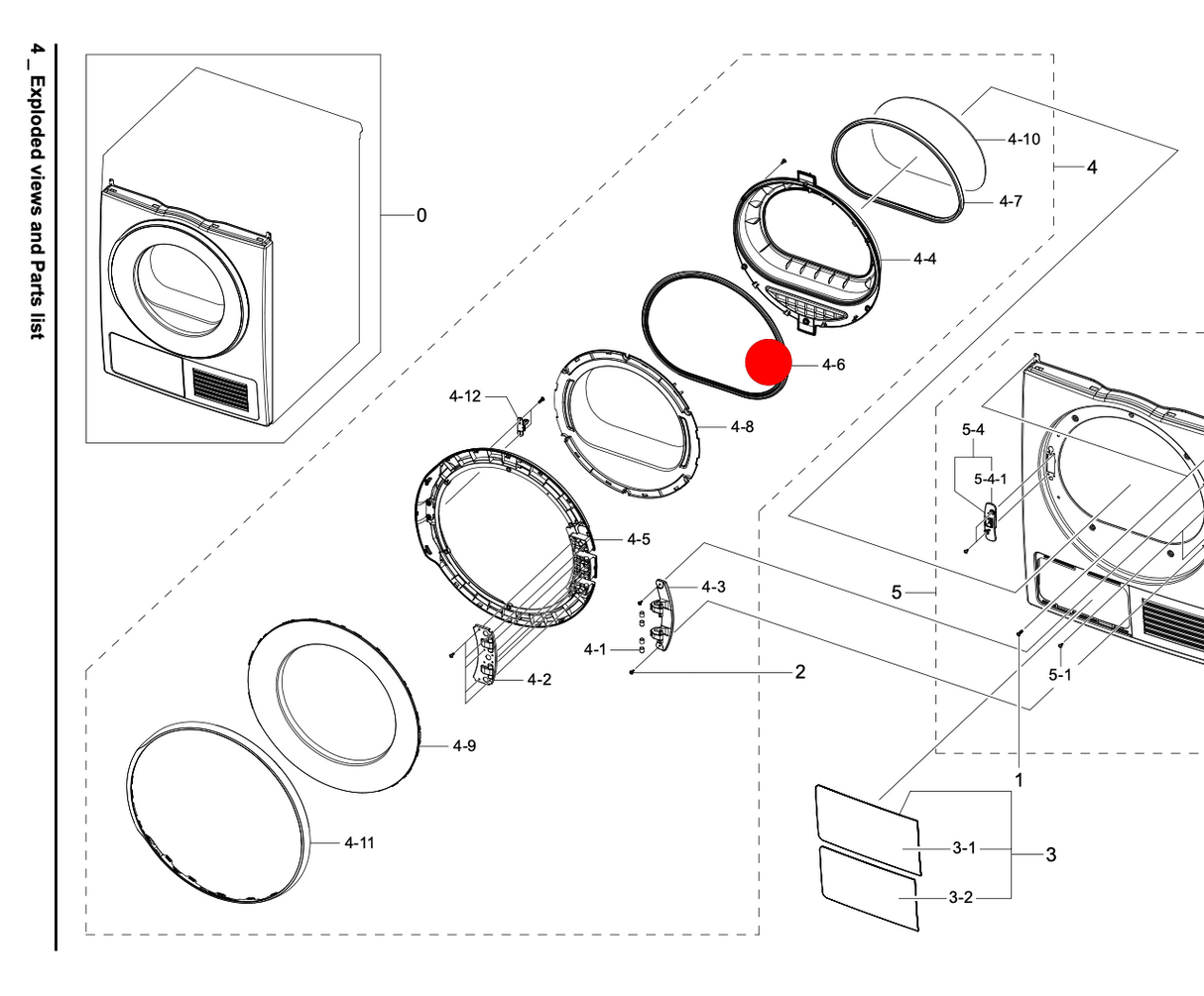 Samsung Washing Machine Dryer Door Seal Outer Frame DC62-00696B