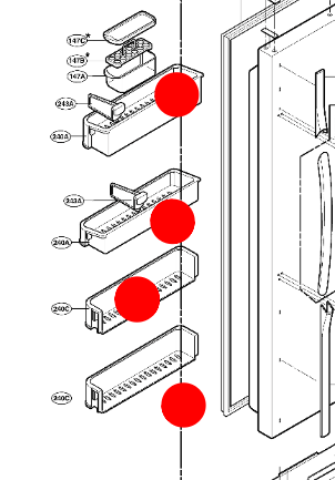 LG Fridge Or Freezer Door Basket Up Or Down- GR-L247, GR-L207, GR-B247, GR-B207 GR-B197 NO LONGER AVAILBLE