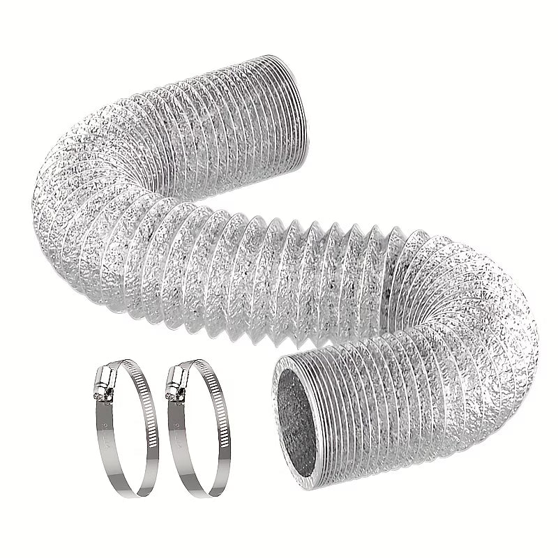 Universal Cloth Dryer Duct Hose 102mm Outlet 2400mm Length Aluminium including 2 Clips