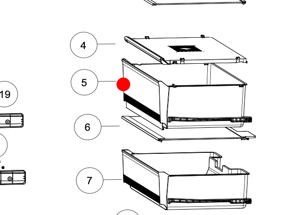 Haier Fridge Door Upper Veggie Bin Criper Bin Draw FRESHSTOREGE Fresh Storege HRF520FHS, HRF450BS2