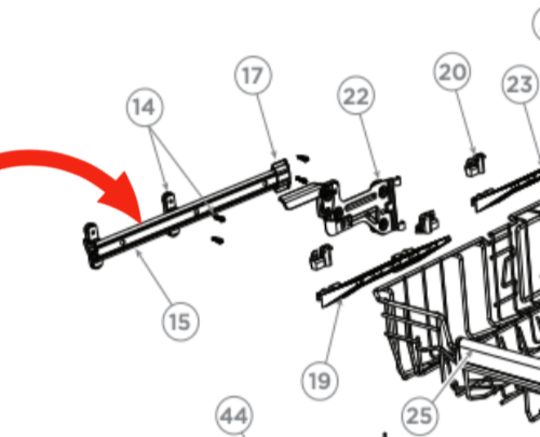 Fisher Paykel Dishwasher Mid Basket Rail Left