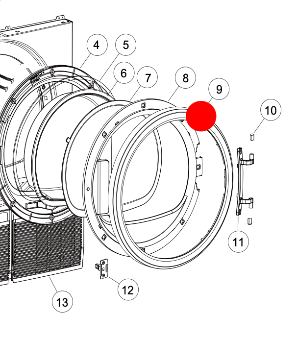 Fisher Paykel Dryer Door Outer Frame Black DE8060P3