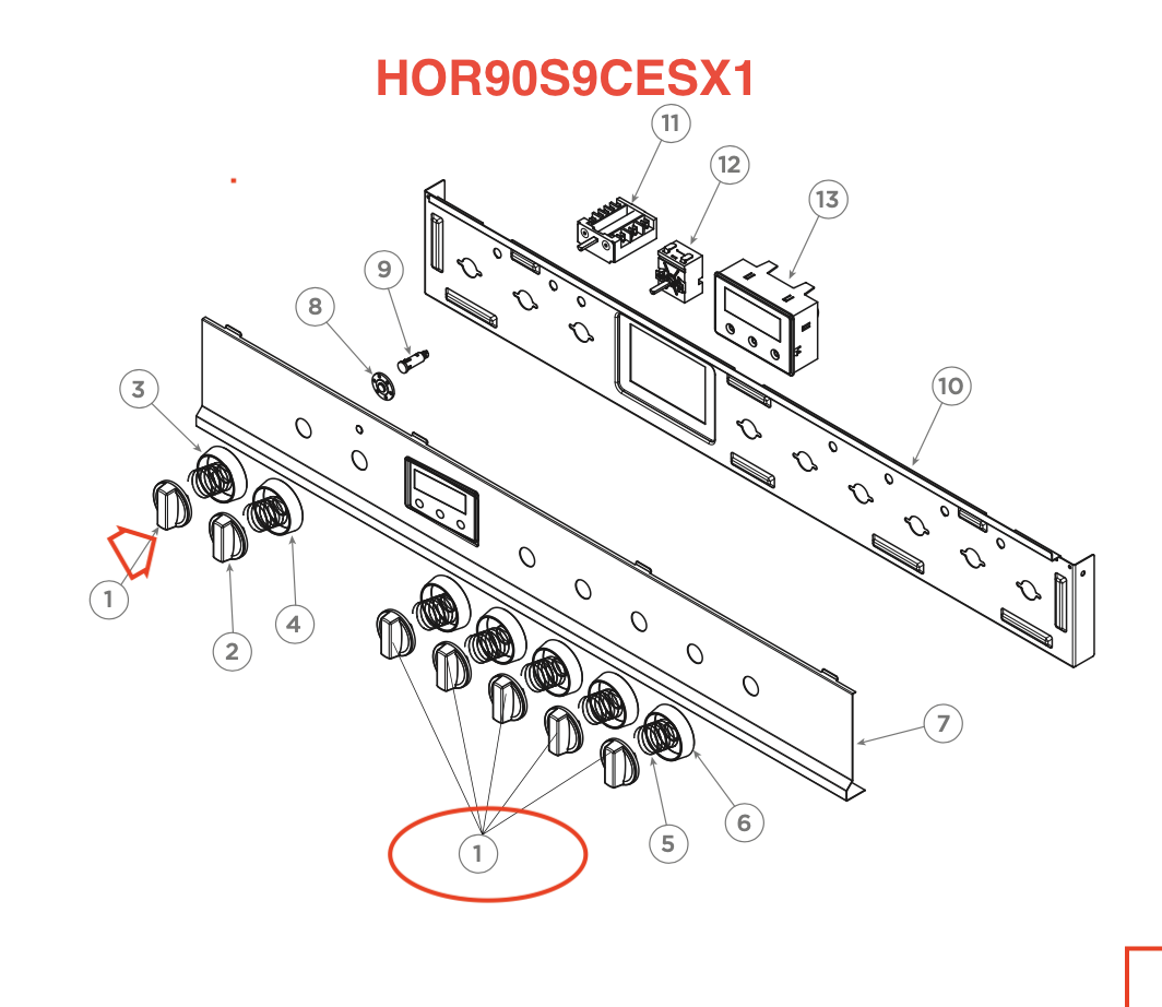 Haier Oven All Burners Knob For HOR60S9CESX1 61762-A or Top Burners or Selector Switch on HOR90S9CESX1
