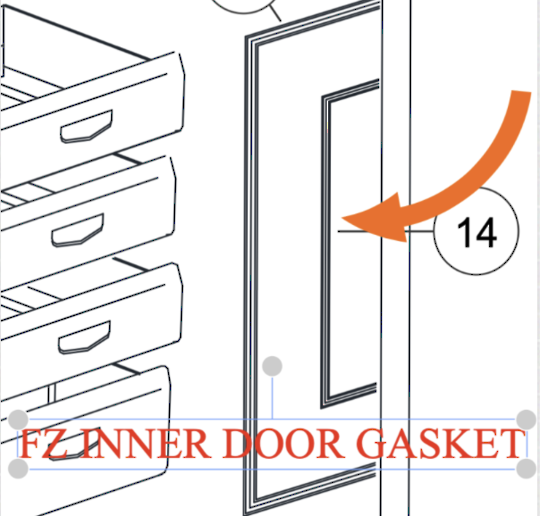 Haier Freezer Inner Door Gasket HRB227W, 61200-A