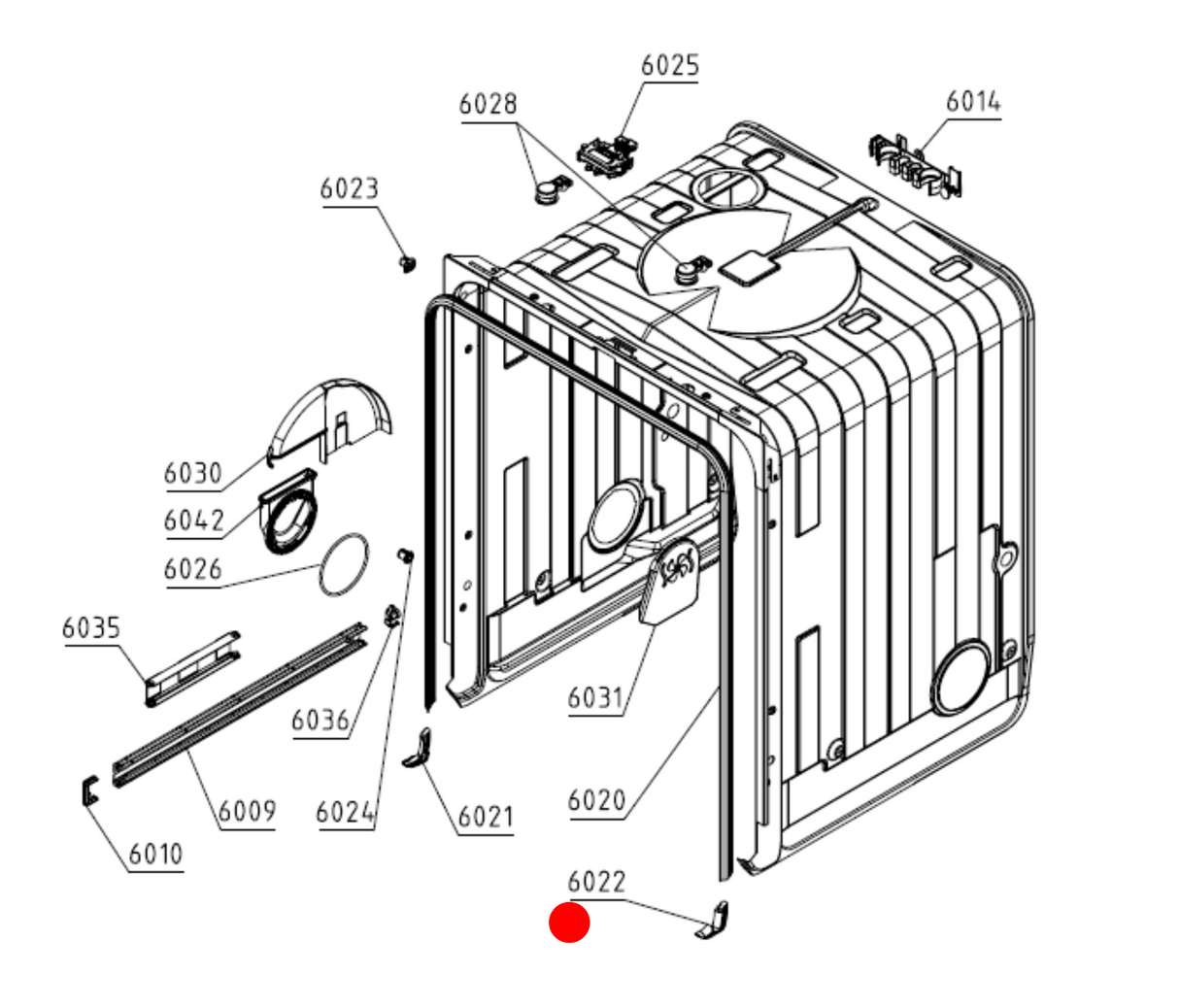 Asko Dishwasher Right Side Lower Gasket DBI766IQXXL.BS.AU DWCBI241.S.AU DBI364ID.BS.AU