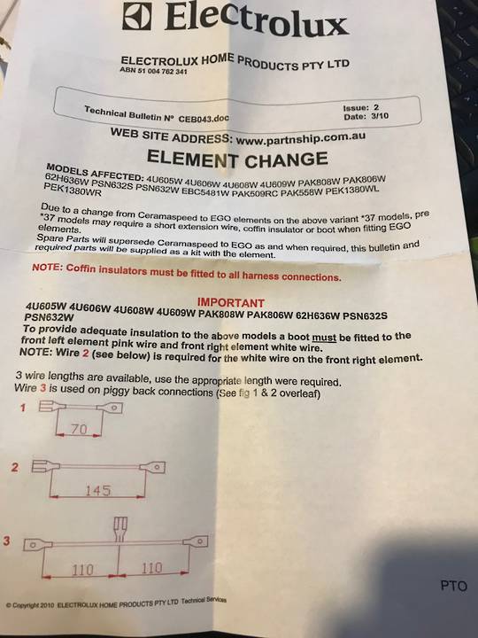 Westinghouse Simpson Electrolux Cooktop Triple Ceramic Cooktop Element PHM39. 389072322E 4U, PHM798U, EHET96BS, PHL768UNZ, **7