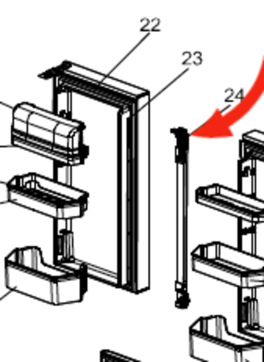 Mitsubishi Fridge Door Flapper French Door Board