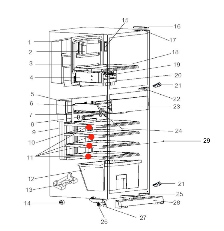 Mitsubishi Fridge Glass Shelf Or Veggie bin cover MR-385S, MR-385T, MR-385U, MR-385X, MR-385C, MR-420S, MR-420T, MR-420U, MR-420X, MR-420C, MR-455S