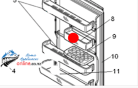 Mitsubishi Fridge Half Shelf MR-BF325B, MR-BF390B, MR-BF325C, MR-BF390C, MR-C405B, MR-C405C, MR-C405G *89119