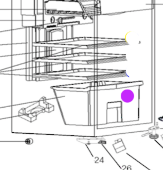 Mitsubishi Fridge Veggie Bin Vegetable Case Bin Vege MR385/420E: MR385E MR420E MR385E-ST MR420E-ST MR385T, MR385U, ***V68405