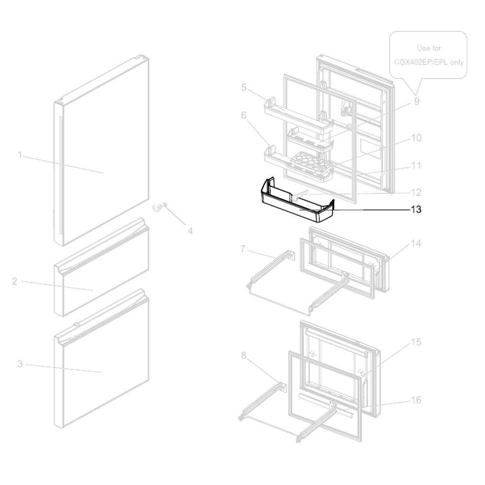 Mitsubishi Fridge Door Bottom Bottle Shelf CX370