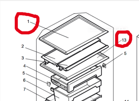 Mitsubishi Fridge Glass Shelf MR-BF290B, MR-BF325B, MR-BF390B, MR-BF290C, MR-BF325C, MR-BF390C, MR-C375B, MR-C405B, MR-C375C, M