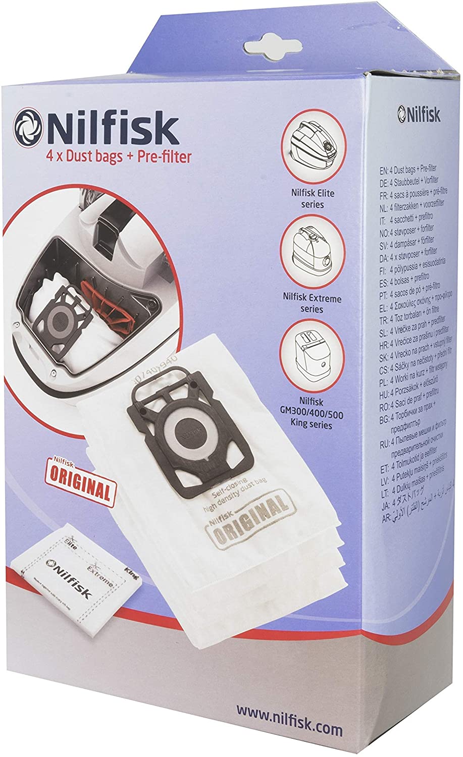 Nilfisk Vacuum Cleaner Bags – 4 Pack for Elite, King & Extreme Series 107407940