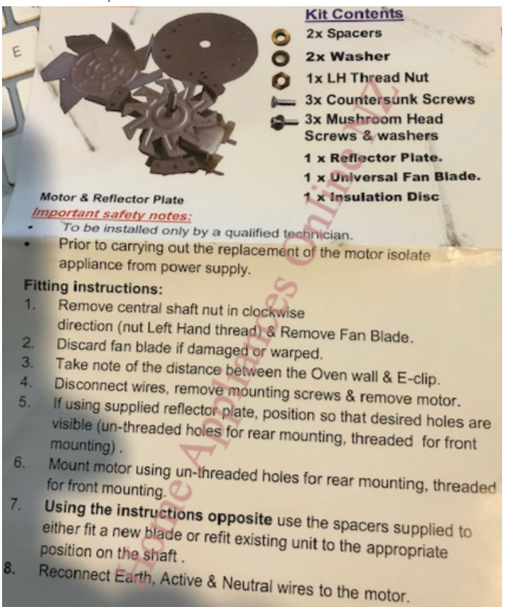 Oven Fan Cooking Fan Motor Compatible With Diffrent Shaft Choices for all brand